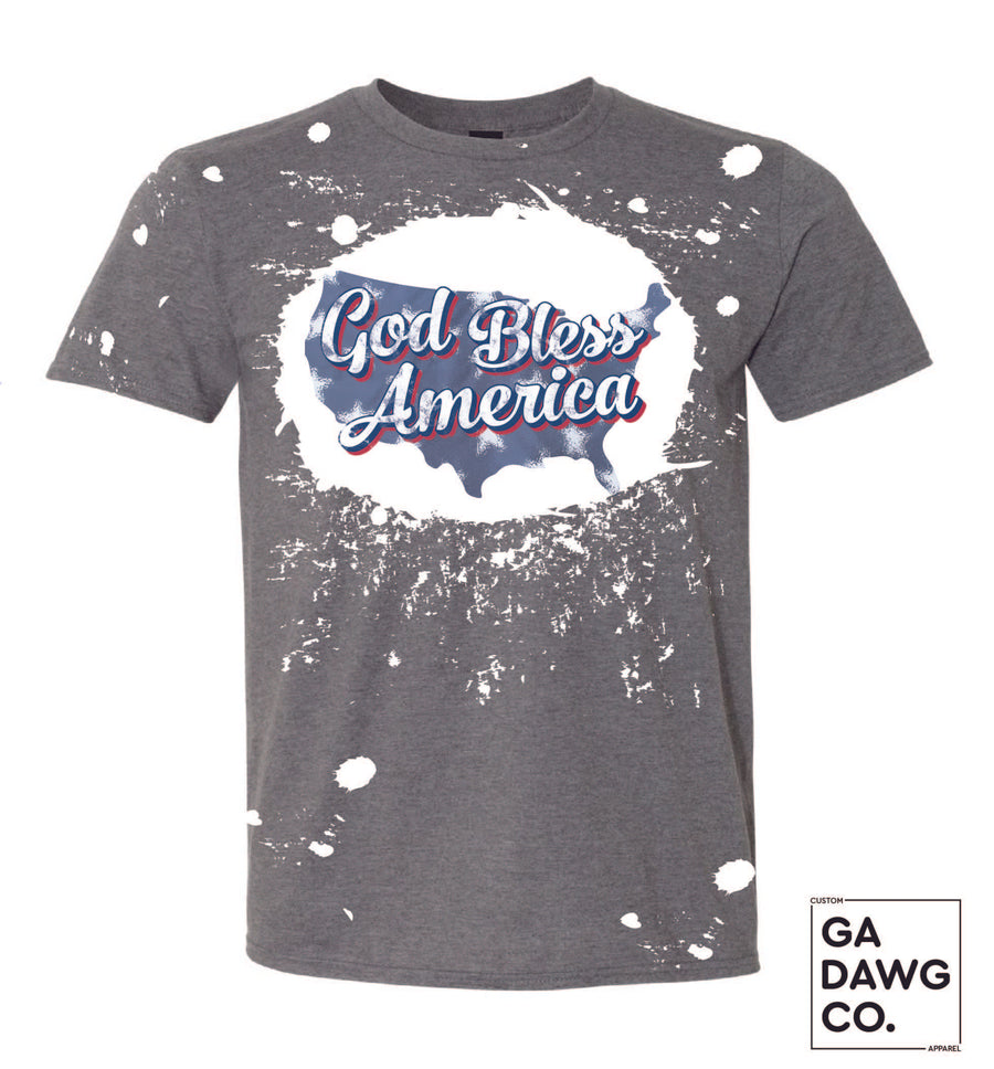 Vintage Dye Sublimation Bleached T-Shirt - God Bless America