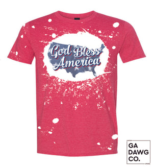 Vintage Dye Sublimation Bleached T-Shirt - God Bless America