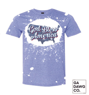 Vintage Dye Sublimation Bleached T-Shirt - God Bless America