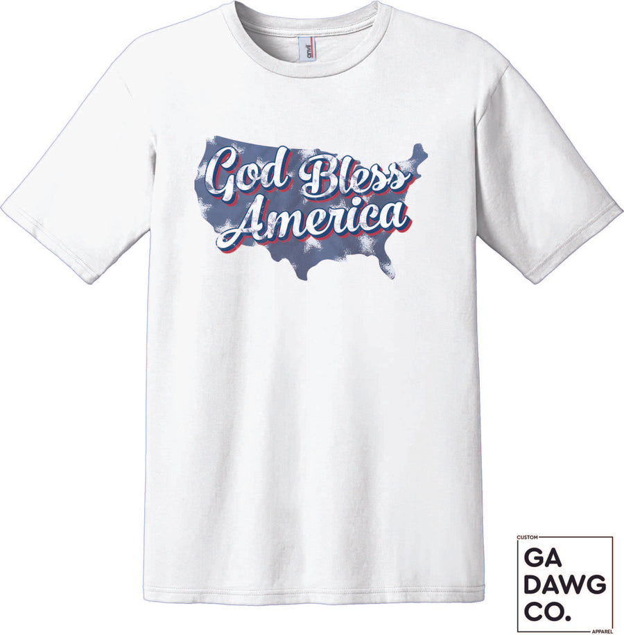 Vintage Dye Sublimation Bleached T-Shirt - God Bless America